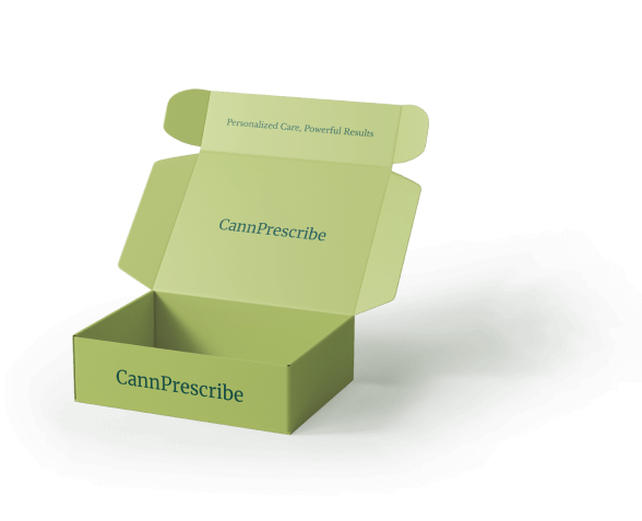 A green box with the words CannPrescribe box on it.