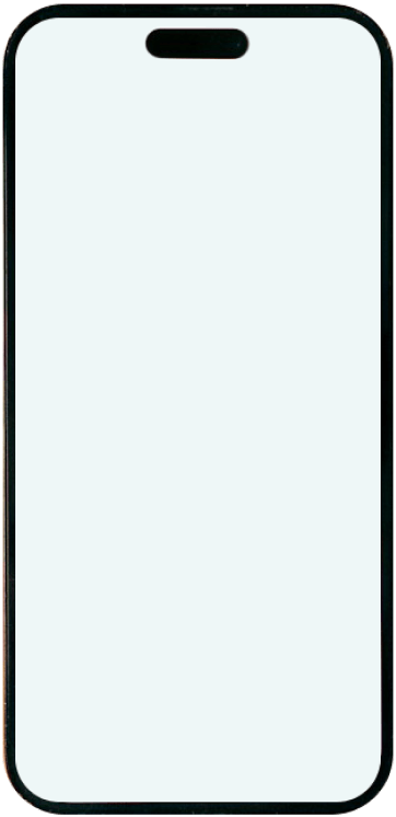 A smartphone with a blank white screen, featuring a small notch at the top.