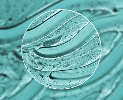 A close up of a blue liquid.